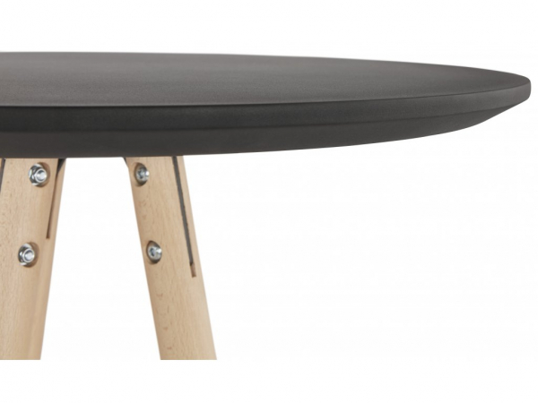 Masa inalta rotunda bar Amos 60x60x110 cm, MDF negru, design scandinav, picioare lemn natur, BT00350BLNA - Kokoon [3]