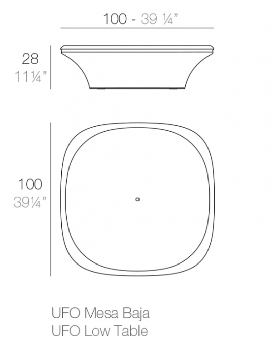 Masa joasa cu iluminare LED UFO 100x100x28 cm din polipropilena, diverse culori, 63003 - Vondom [5]