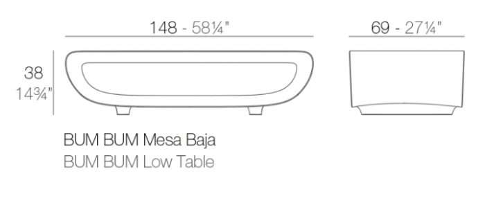Masa joasa exterior cu iluminare LED Bum Bum 149x68x38 cm, diverse culori, 65007 - Vondom [39]