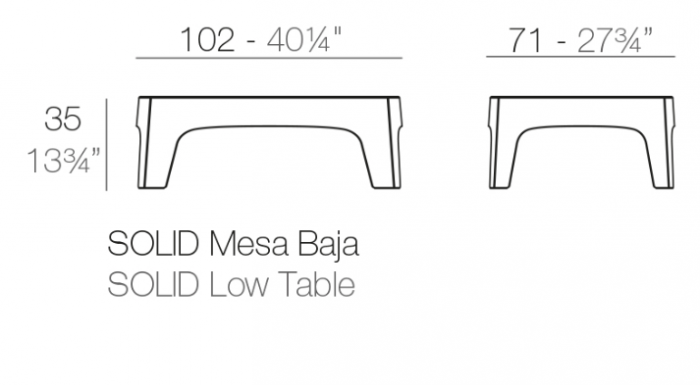 Masa joasa exterior Solid 100x70x35 cm, polipropilena, diverse finisaje, 55026 B - Vondom [7]