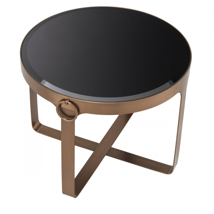 Masa laterala Clooney Ø60 cm cu design lux, cupru/sticla securizata | Eichholtz - 115832 [4]