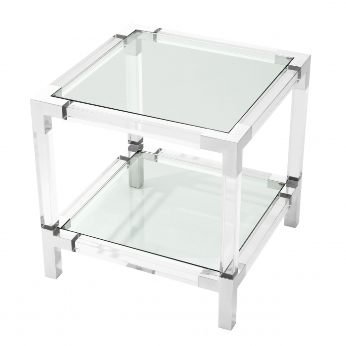 Masa laterala transparenta Royalton 60x60 cm design lux, detalii otel lustruit | Eichholtz - 111358 [2]