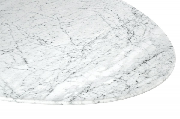 Masa ovala alba extravaganta Leone 200x120 cm, blat alb marmura italiana Bianco Carrara/picior central alb lucios, RT-335V - King [6]