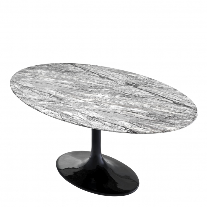 Masa ovala lux marmura gri Solo 170x110 cm picior negru lucios | Eichholtz - 112550 [2]