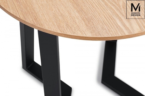 Masa rotunda Claudio 60/80 cm, blat MDF stejar/structura metalica neagra, stil industrial, B-16 - King [6]