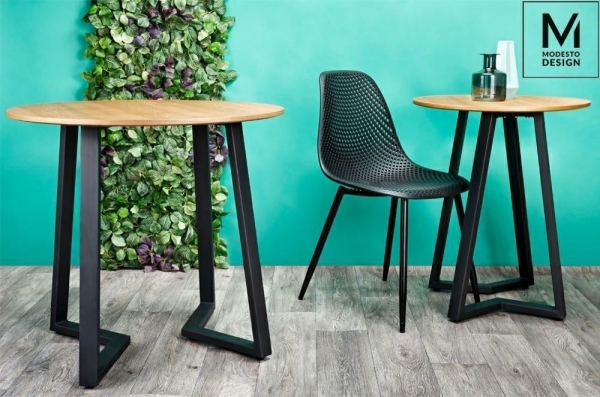 Masa rotunda Claudio 60/80 cm, blat MDF stejar/structura metalica neagra, stil industrial, B-16 - King [8]