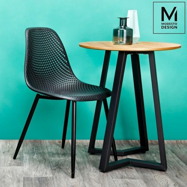 Masa rotunda Claudio 60/80 cm, blat MDF stejar/structura metalica neagra, stil industrial, B-16 - King [7]