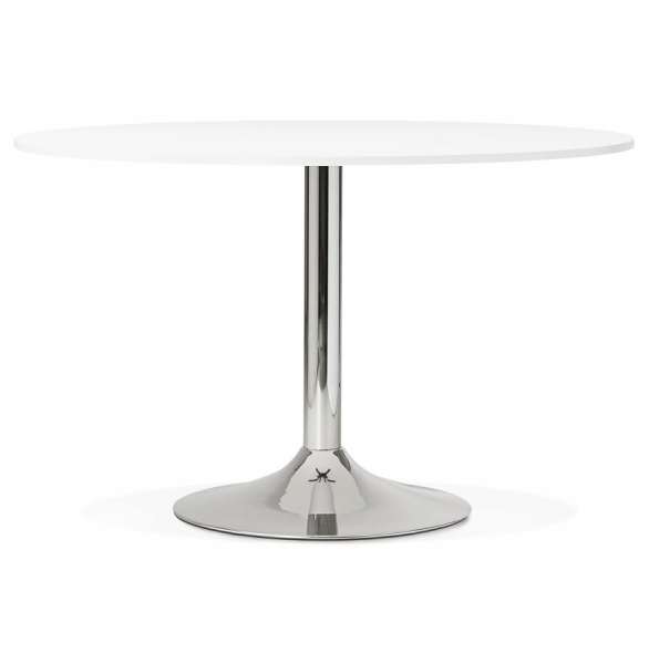 Masa rotunda alba 120 cm Radon, picior central otel crom, pal melaminat, OT00300WH - Kokoon [2]