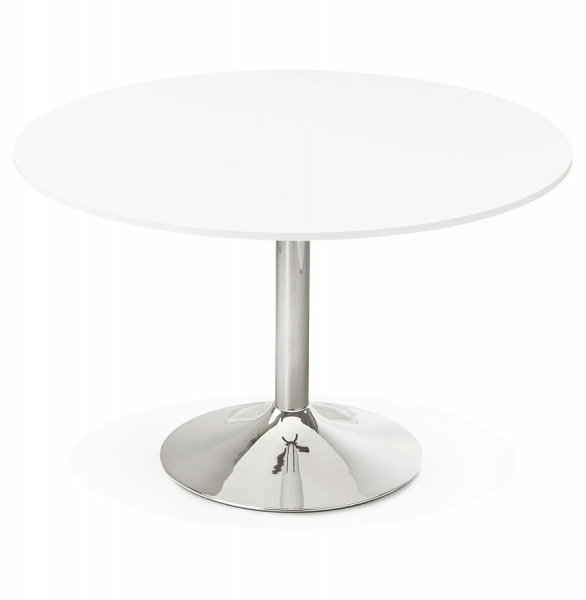 Masa rotunda alba 120 cm Radon, picior central otel crom, pal melaminat, OT00300WH - Kokoon [3]
