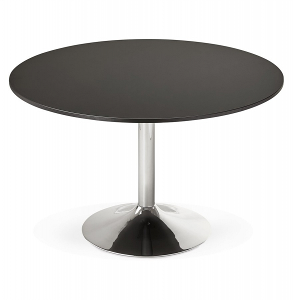 Masa rotunda neagra Radon 120 cm, picior central otel crom, pal melaminat, OT00320BL - Kokoon [3]