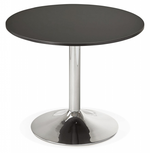 Masa rotunda neagra Radon 90 cm, picior central otel crom, pal melaminat, OT00330BL - Kokoon [3]