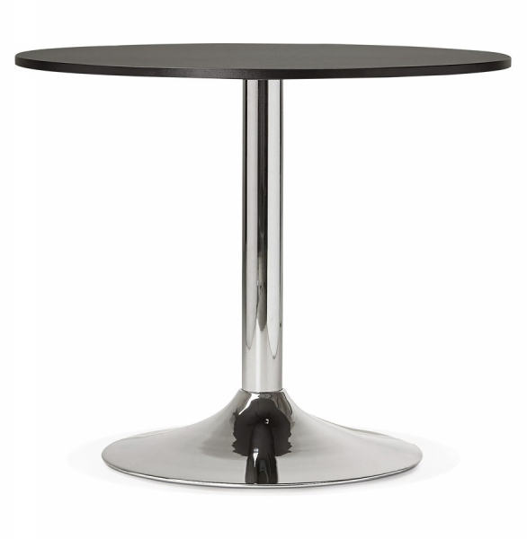 Masa rotunda neagra Radon 90 cm, picior central otel crom, pal melaminat, OT00330BL - Kokoon [2]