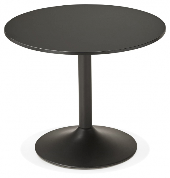 Masa living rotunda neagra Rekon 90 cm, picior central negru mat, design modern, OT00290BL - Kokoon [2]