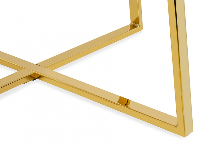 Masa rotunda Demetra 100x100 cm, blat MDF imitatie marmura/structura metalica aurie, KH1201100199 - King [4]