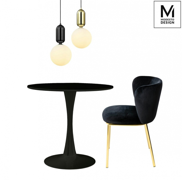 Masa rotunda design modern Cosmo 80/90 cm, MDF/picior central metal finisaj lucios, T1020.WHITE - King [8]