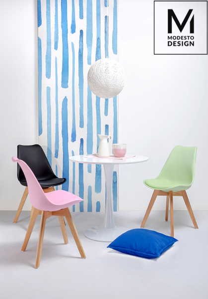 Masa rotunda design modern Cosmo 80/90 cm, MDF/picior central metal finisaj lucios, T1020.WHITE - King [4]