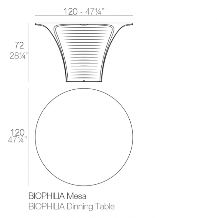 Masa rotunda exterior iluminare LED Biophilia, diverse finisaje, Ø120x72 cm, design modern, 59005 - Vondom [4]