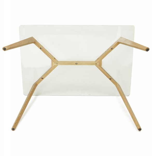 Masa dining Tony 120x80 cm, sticla transparenta securizata, picioare lemn masiv, stil scadinav, DT00430CL - Kokoon [14]
