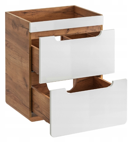 Masca baie Aruba 50 cm, MDF alb lucios, stejar auriu, COMAD [2]