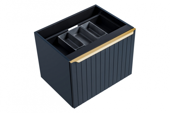 Masca baie suspendata 60 cm Bleumarin Santa Fe Deep Blue, MDF frezat, cu maner auriu COMAD [4]