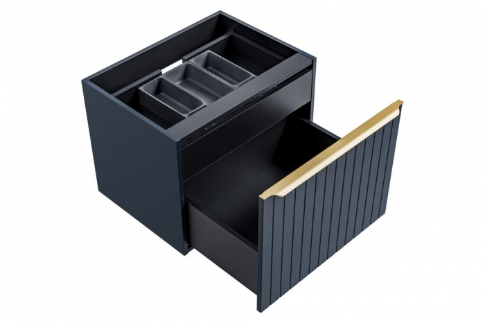 Masca baie suspendata 60 cm Bleumarin Santa Fe Deep Blue, MDF frezat, cu maner auriu COMAD [5]