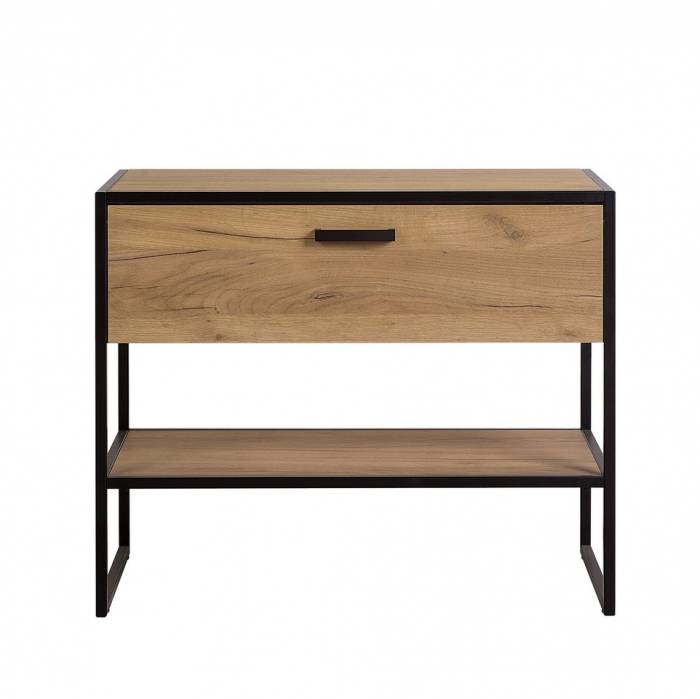 Masca de lavoar baie 90 cm, stejar, structura metalica neagra, stil industrial Brooklin COMAD [3]