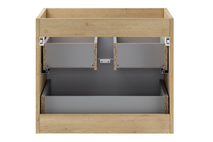 Masca Lavoar Terra Cremona 60 cm, 2 Sertare, MDF, Mâner Bară, Stejar Cremona - COMAD [4]
