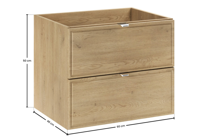 Masca Lavoar Terra Cremona 60 cm, 2 Sertare, MDF, Mâner Bară, Stejar Cremona - COMAD [5]