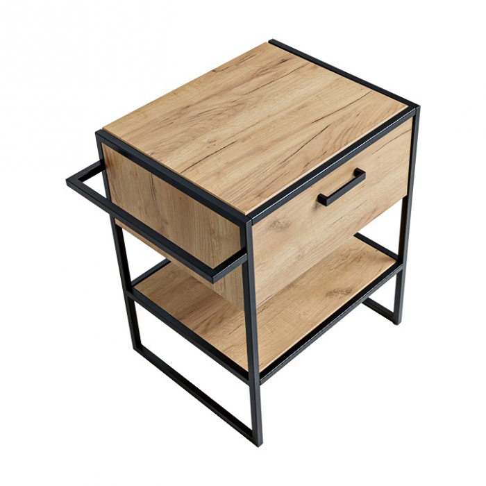 Masca lavoar aplicat baie 70 cm, stejar, stil industrial, structura metal neagra, Brooklin COMAD [4]