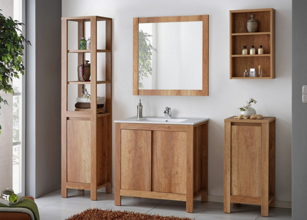Masca lavoar baie 80 cm, Classic Oak stejar, design clasic/rustic COMAD [2]