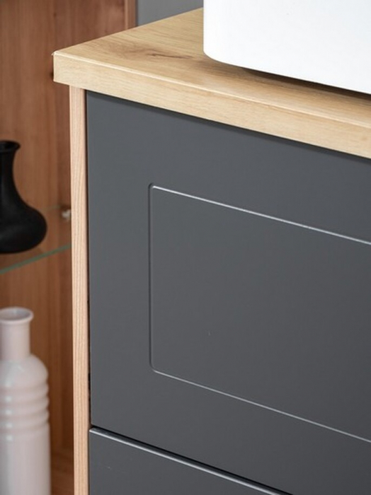 Masca lavoar suspendata baie 60 cm MDF gri grafit mat/stejar Madera Grey COMAD [4]