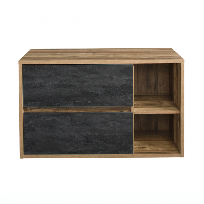 Masca lavoar suspendata baie 100 cm MDF beton/stejar Hampton Comcrete COMAD [3]