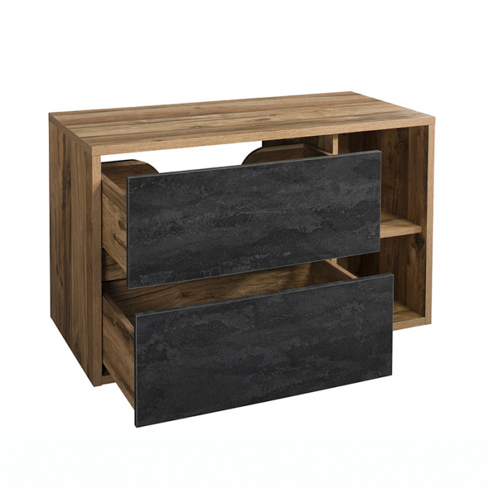 Masca lavoar suspendata baie 100 cm MDF beton/stejar Hampton Comcrete COMAD [2]