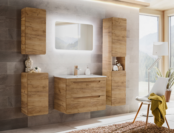 Masca lavoar suspendata baie 80 cm MDF stejar Aruba Craft cu sertar COMAD [3]