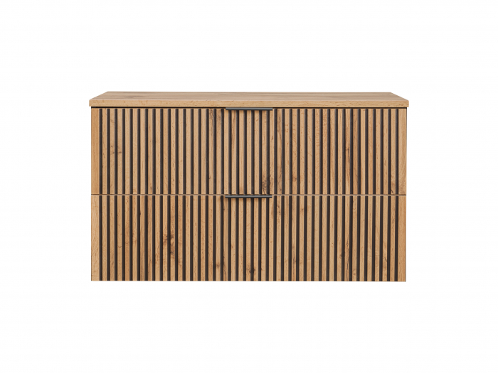 Masca lavoar suspendata baie Xilo, 40/60/80/100 cm, MDF + PAL, stejar cu insertii negre, COMAD [7]