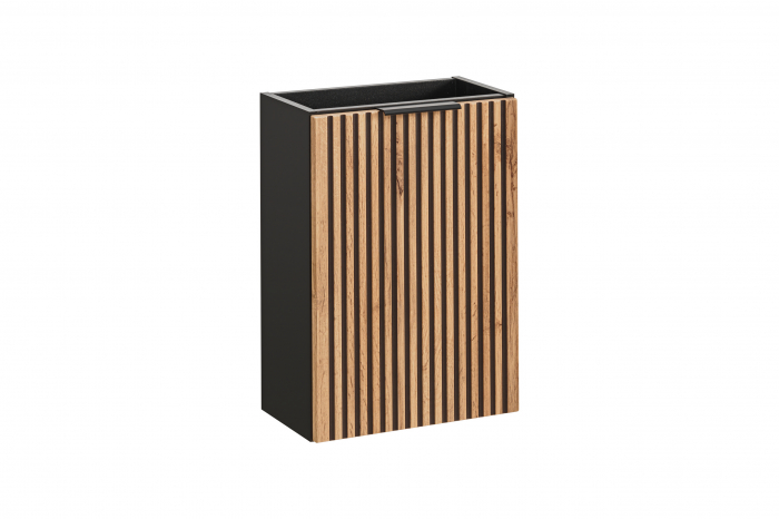 Masca lavoar baie suspendata Xilo, 40/60/80/100 cm, MDF + PAL, stejar cu insertii negre, COMAD [5]