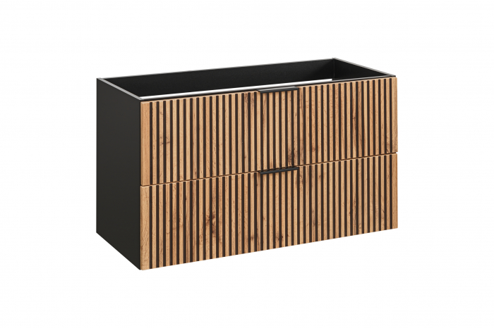 Masca lavoar suspendata baie Xilo, 40/60/80/100 cm, MDF + PAL, stejar cu insertii negre, COMAD [2]