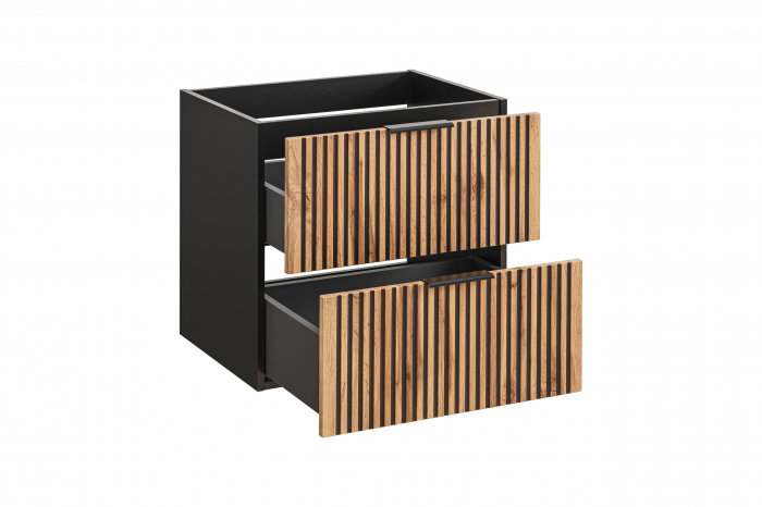 MASCA LAVOAR SUSPENDATA baie, 40/60/80/100 CM, MDF + PAL, STEJAR CU INSERTII NEGRE, XILO, COMAD [5]