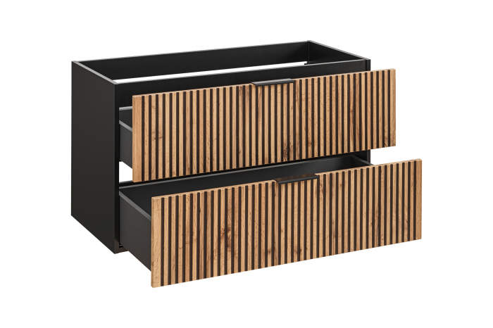 Masca lavoar suspendata baie Xilo, 40/60/80/100 cm, MDF + PAL, stejar cu insertii negre, COMAD [3]
