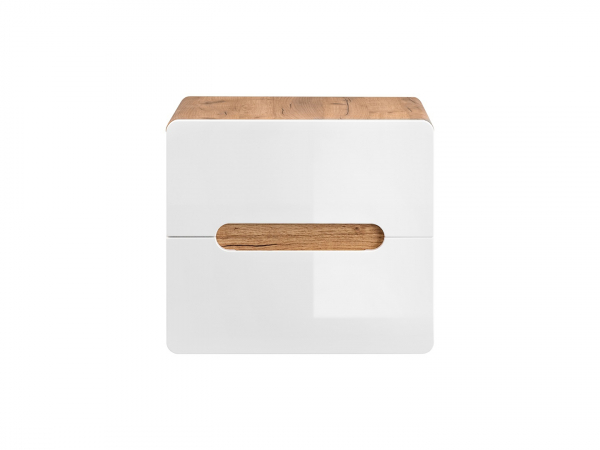 Masca baie 60 cm, MDF alb lucios, stejar auriu, pentru lavoar aplicat, Aruba COMAD [2]
