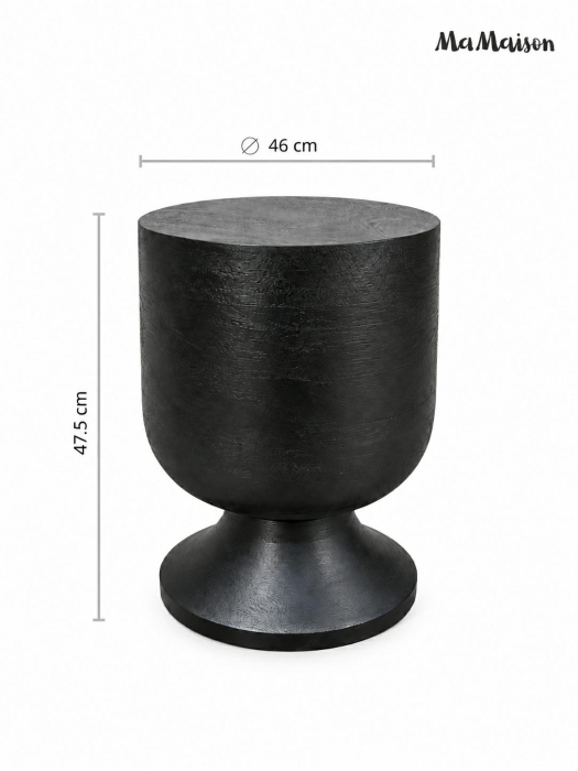 Măsuță Auxiliară Spencer 35x35x47,5 cm, Lemn Mango Negru Mat - MaMaison [6]