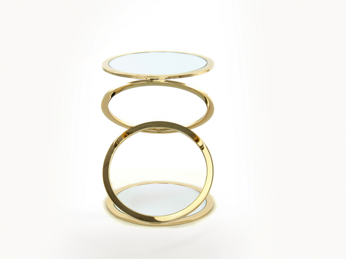 Masuta cafea aurie/argintie extravaganta rotunda Raisa, ø 45 cm, cadru metal, blat sticla, 287760 - Schuller [3]