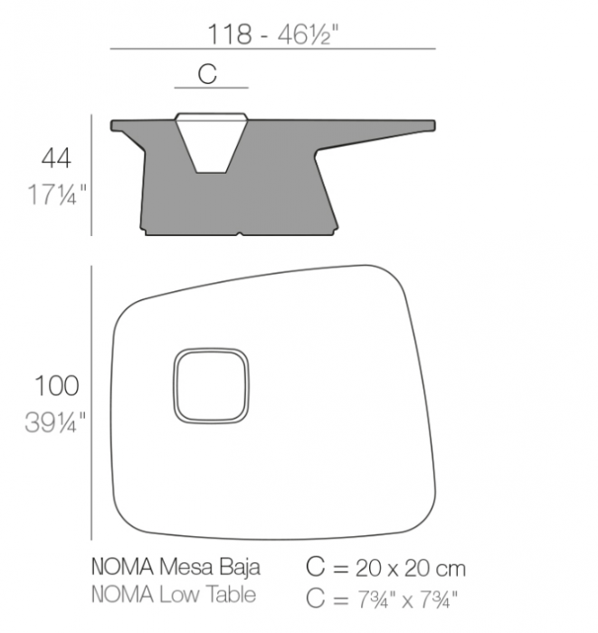 Masuta cafea iluminare LED Noma 118x100x44 cm polipropilena, loc frapiera, 45115A - Vondom [10]