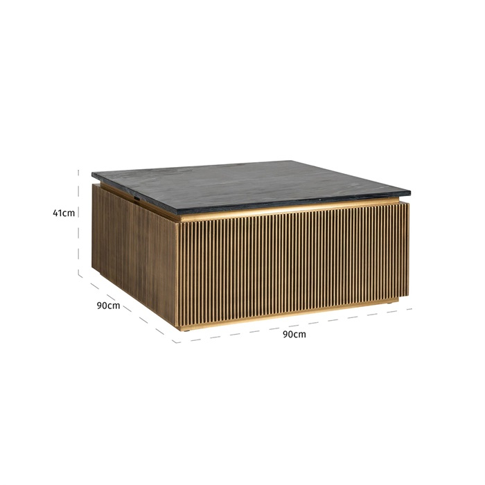 Masuta cafea lux aurie patrata Tosea, 90x90 cm, din metal, MDF si blat de marmura, 7575 - Richmond Interiors [4]