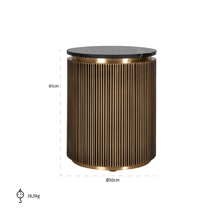Masuta cafea lux aurie rotunda Tosea, Ø 50 cm, din metal, MDF si blat de marmura, 7573 - Richmond Interiors [3]