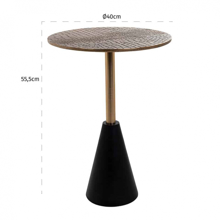 Masuta cafea lux negru cu auriu Madelaine Ø30/40 cm, top textura piele crocodil, 825080 - Richmond Interiors [5]