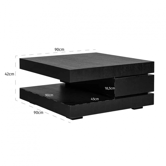 Masuta cafea neagra patrata Kelda premium, 90x90 cm, din furnir stejar, 6505 BLACK - Richmond Interiors [5]