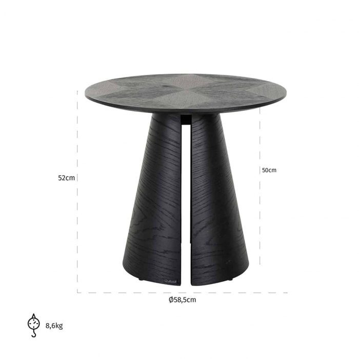 Masuta cafea premium neagra stejar Dargo  Ø58,5 cm, forma rotunda, 7552 - Richmond Interiors [4]