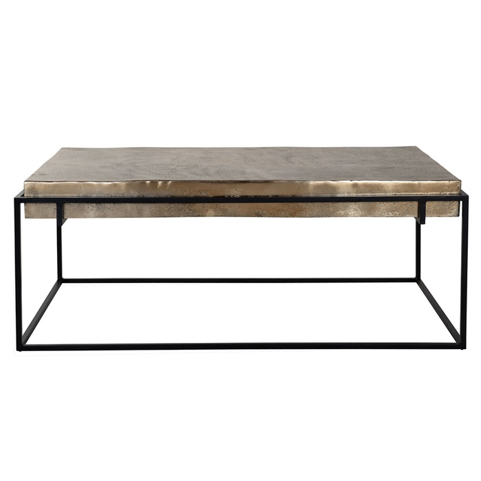 Masuta cafea premium Rami 68x123 cm, blat aluminiu auriu sampanie, baza metal, 825036 - Richmond Interiors [2]