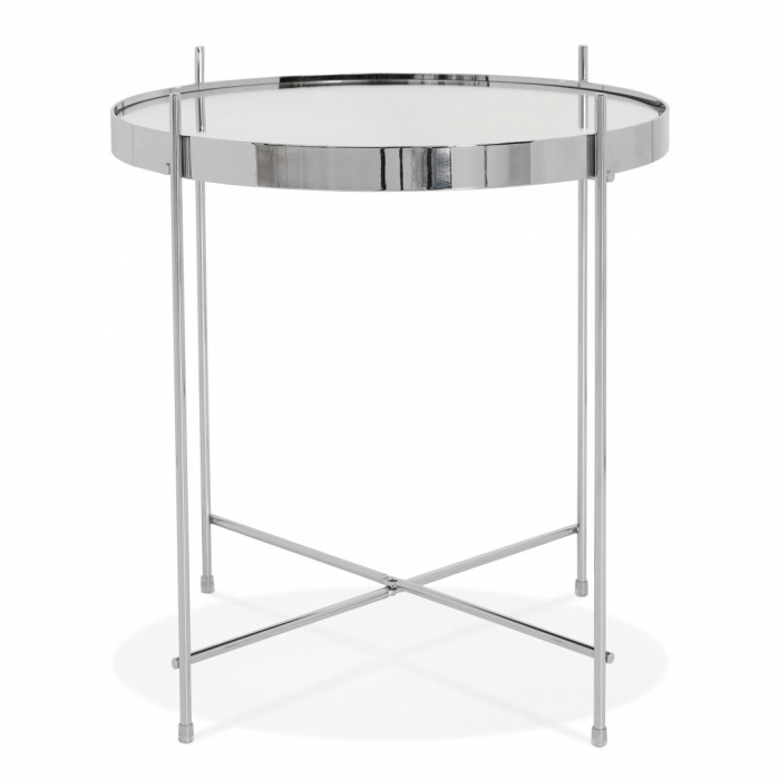 Masuta cafea rotunda oglinda Arvo 40 cm, design modern, piciore metal crom, CT00510CH - Kokoon [2]